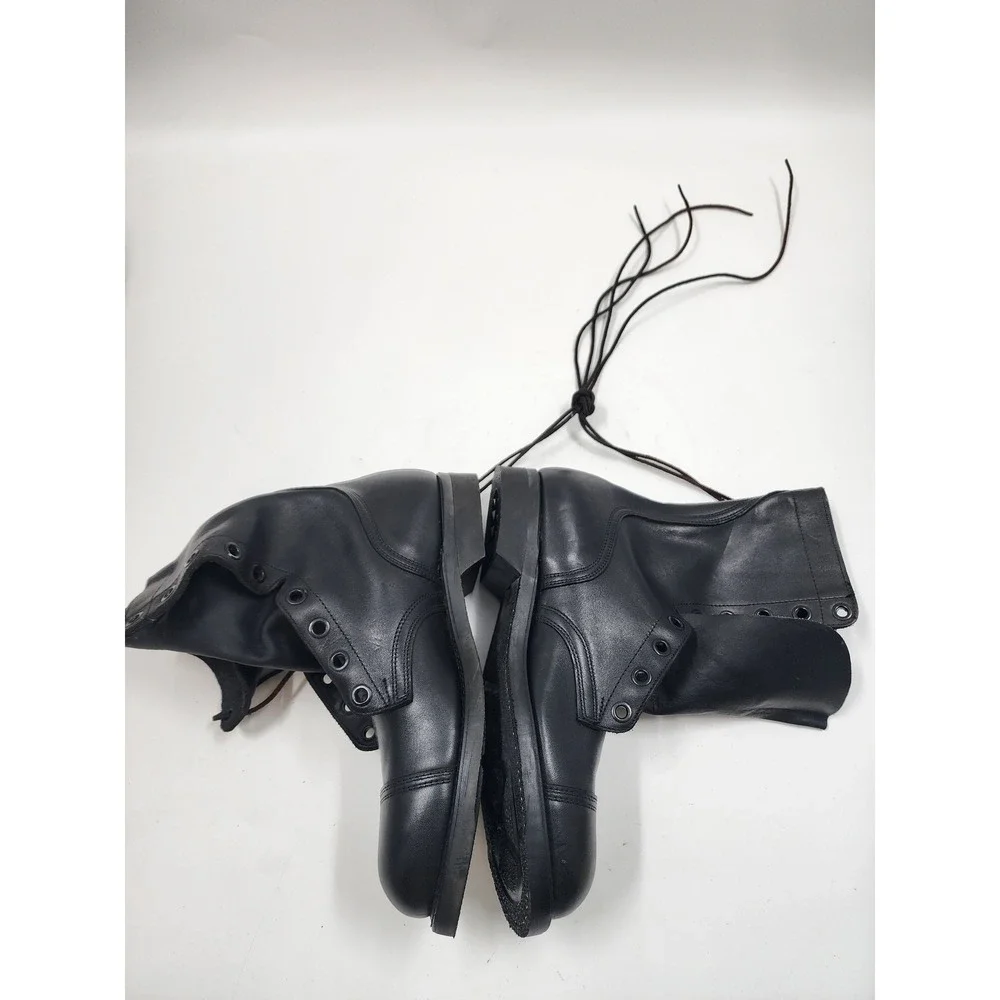 Vintage Black Leather Military Paratrooper Combat Boots Cap Toe Mens Size 8 R